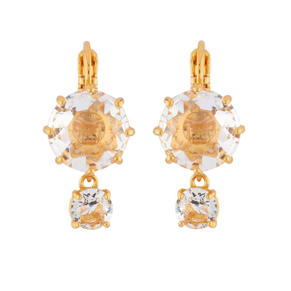 Crystal 2 Round Stones La Diamantine Dormeuses Earrings | AILD126D/2 - Les Nereides