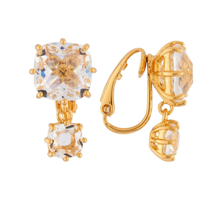 Crystal 2 Square Stones La Diamantine Earrings | AILD138C/2 - Les Nereides