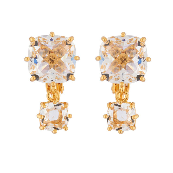 Crystal 2 Square Stones La Diamantine Earrings | AILD138C/2 - Les Nereides