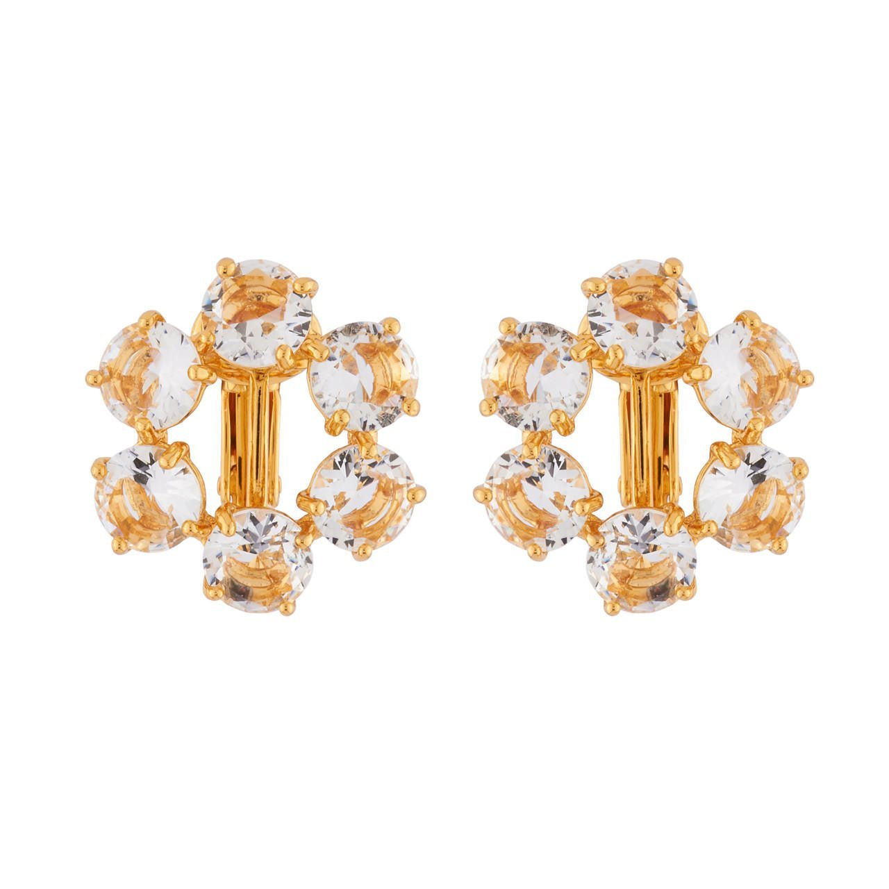 Crystal 6 Stones La Diamantine Creoles Earrings | AILD142C/2 - Les Nereides