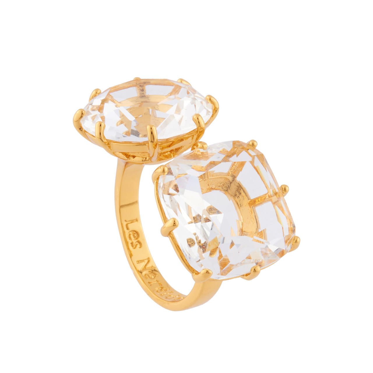 Crystal Round And Square Stones La Diamantine You And I Rings | AILD611/21 - Les Nereides