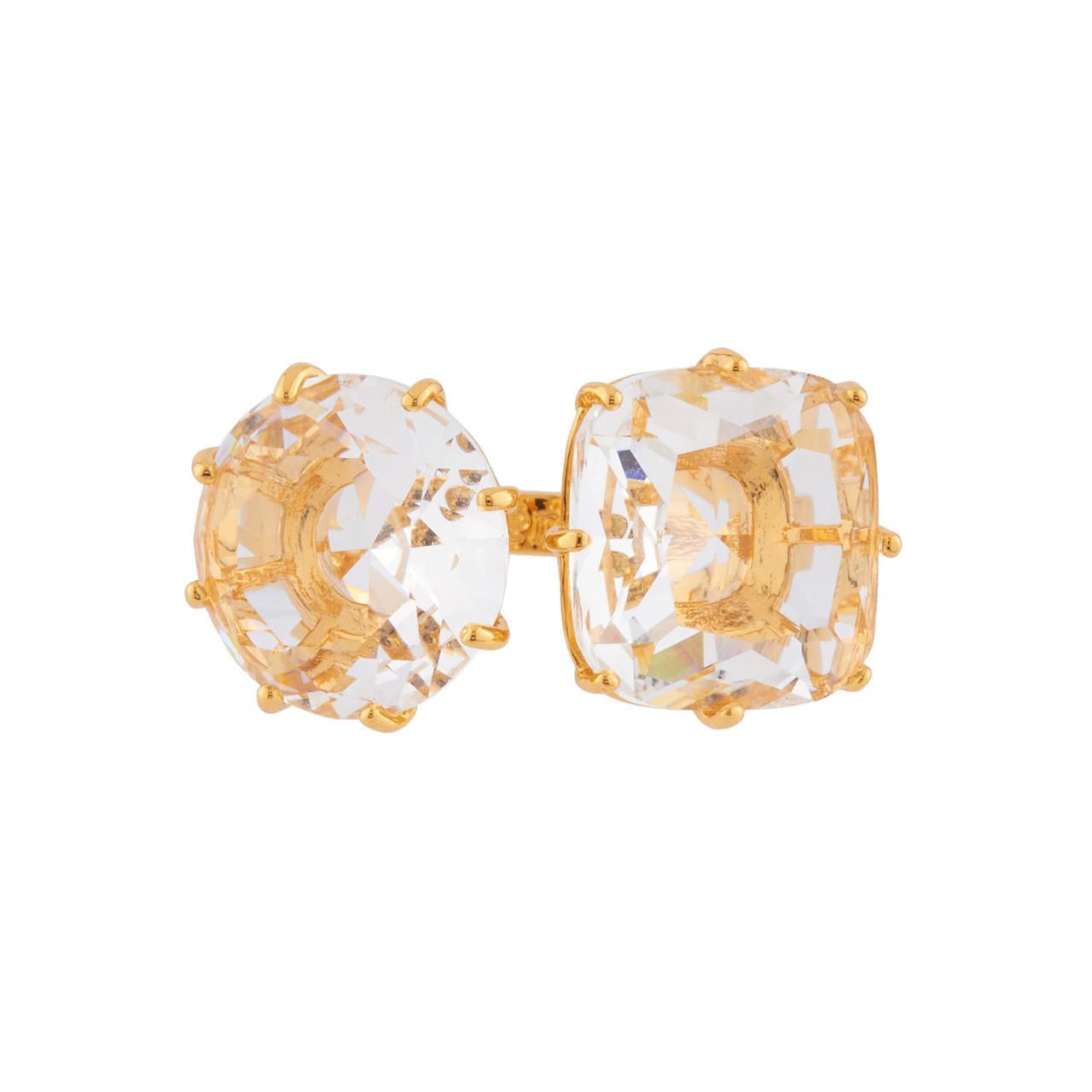Crystal Round And Square Stones La Diamantine You And I Rings | AILD611/21 - Les Nereides