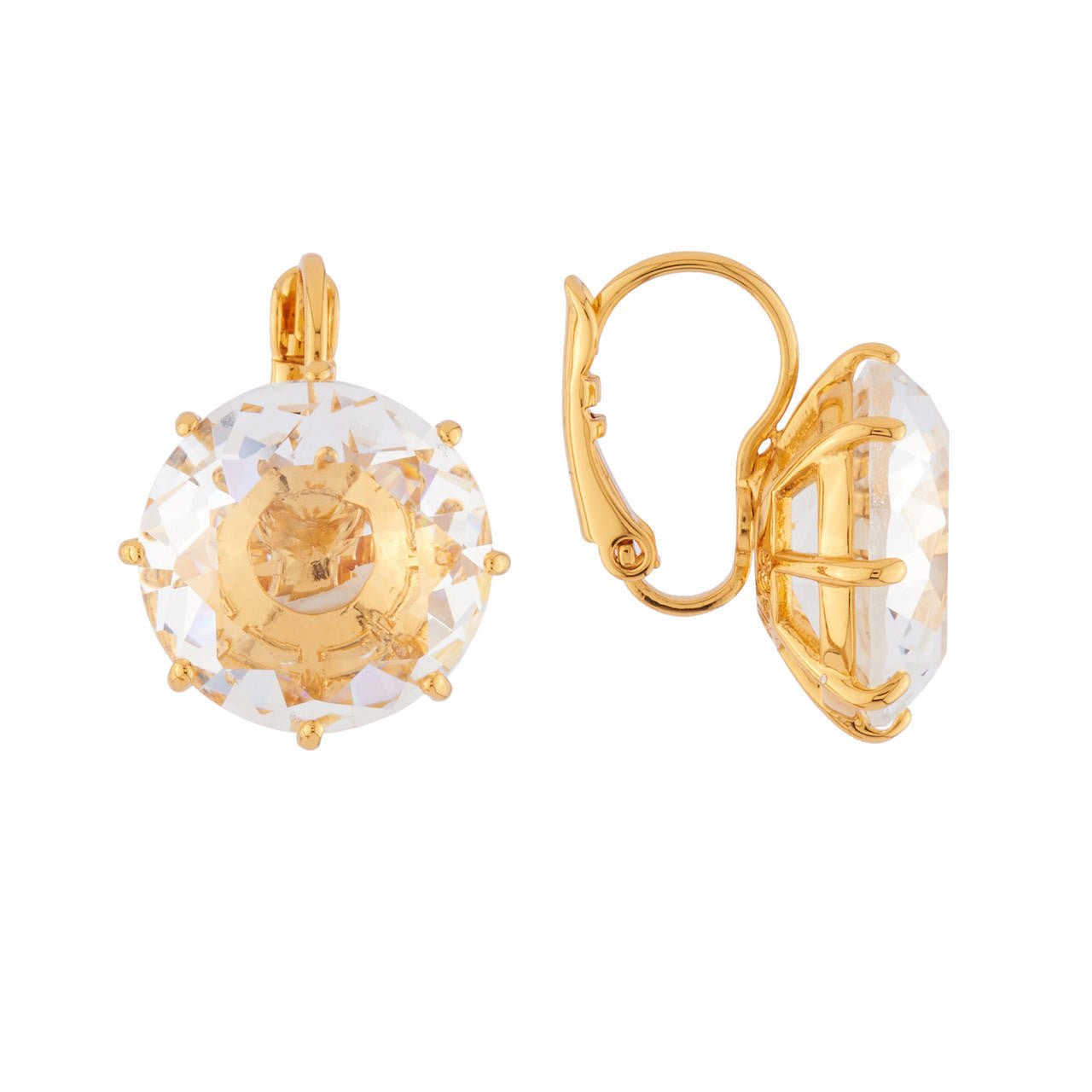 Crystal Round Stone La Diamantine Dormeuses Earrings | AILD140D/2 - Les Nereides