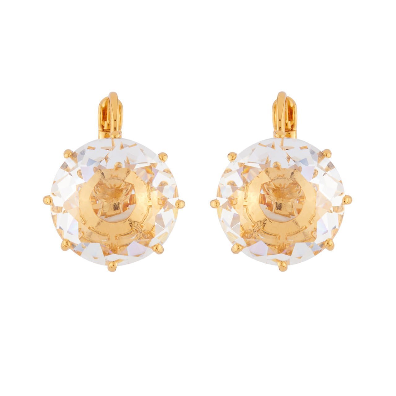 Crystal Round Stone La Diamantine Dormeuses Earrings | AILD140D/2 - Les Nereides
