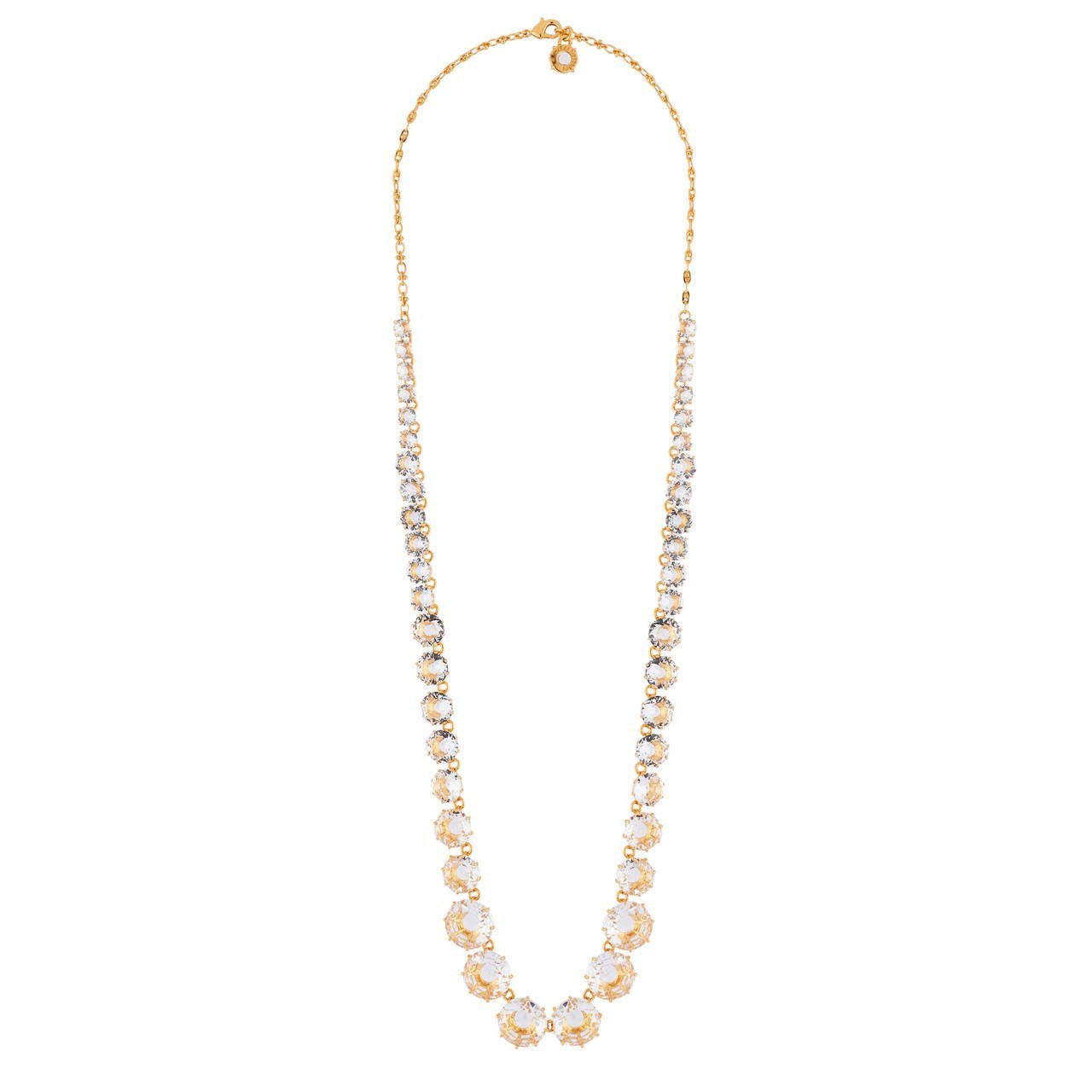 Crystal Round Stones And Chain La Diamantine Long Necklace | AILD3512 - Les Nereides