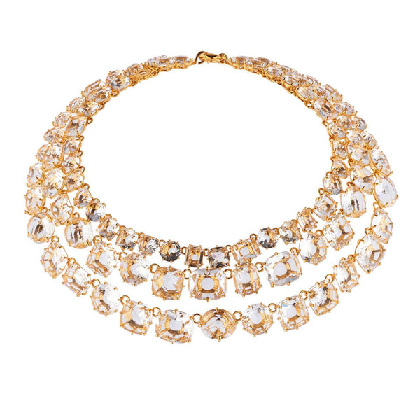 Crystal Three Row La Diamantine Luxurious Necklace | AILD3172 - Les Nereides