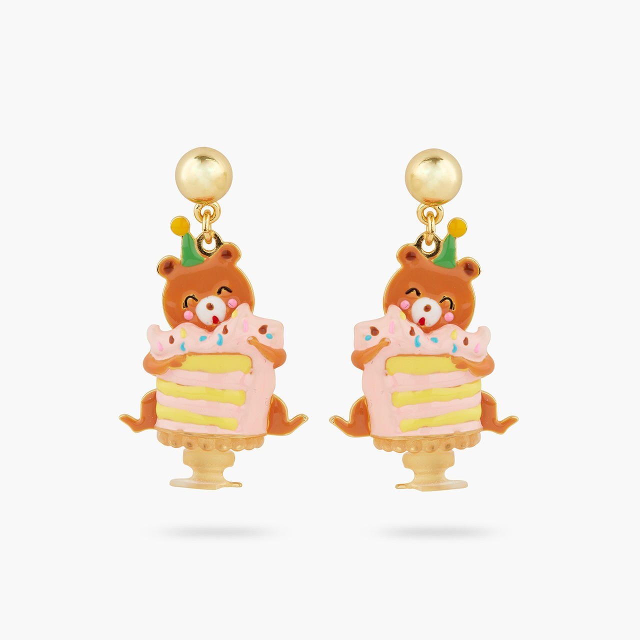 Cuddly bear and birthday cake earrings | AQPP1031 - Les Nereides