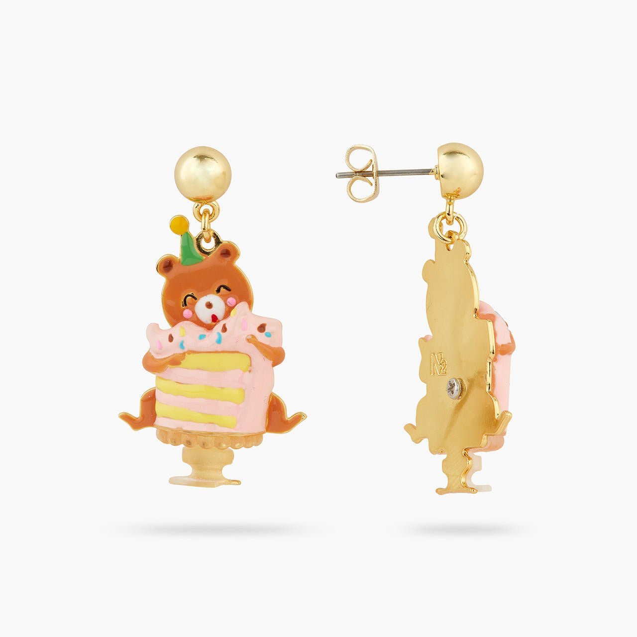 Cuddly bear and birthday cake earrings | AQPP1031 - Les Nereides