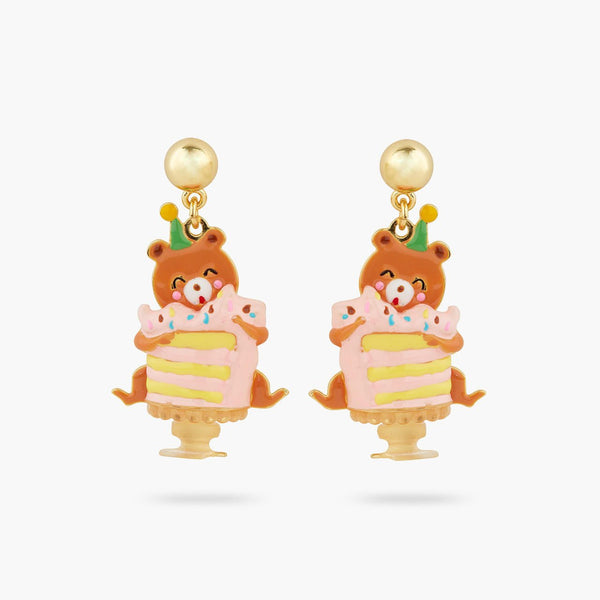 Cuddly bear and birthday cake earrings | AQPP1031 - Les Nereides