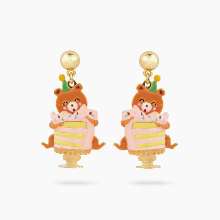 Cuddly bear and birthday cake earrings | AQPP1031 - Les Nereides