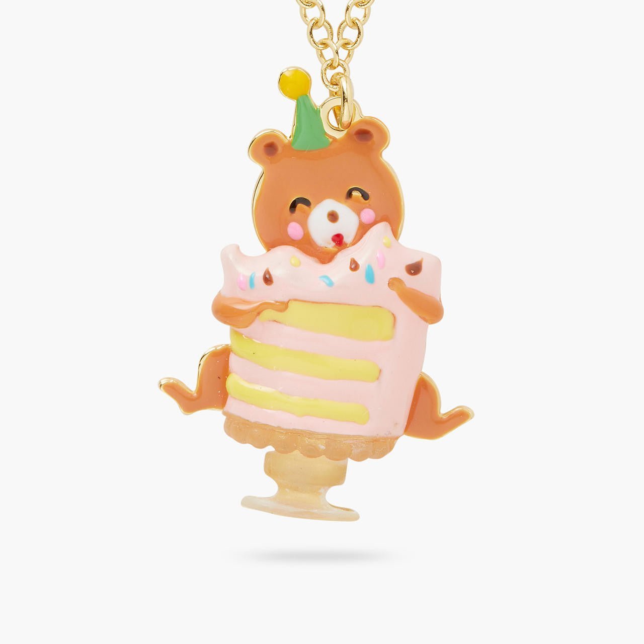 Cuddly bear and birthday cake pendant necklace | AQPP3021 - Les Nereides