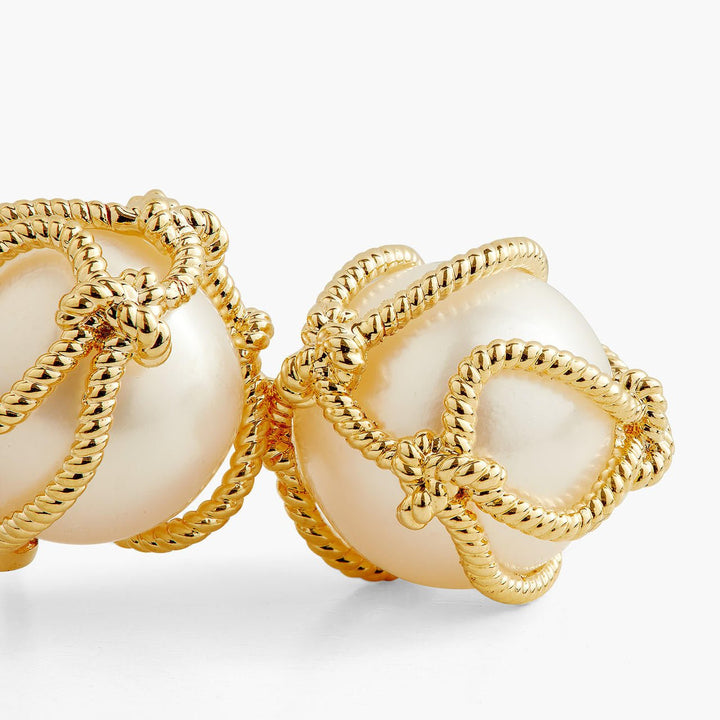 Cultured Pearls And Rope Post-Earrings | AQMP1041 - Les Nereides