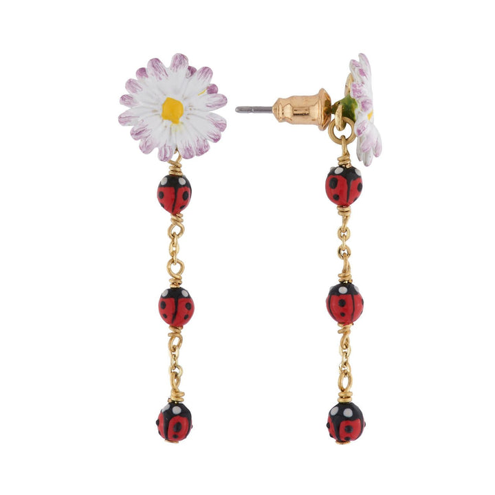 Daisy And Ladybugs On A Chain Earrings | AIPR1091 - Les Nereides