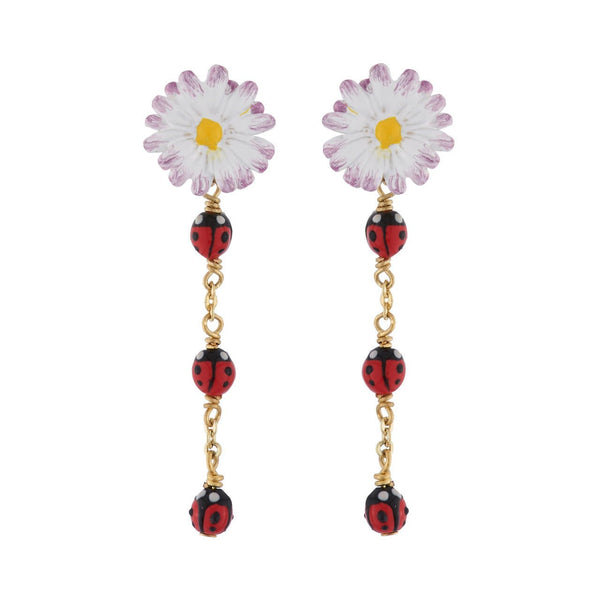 Daisy And Ladybugs On A Chain Earrings | AIPR1091 - Les Nereides