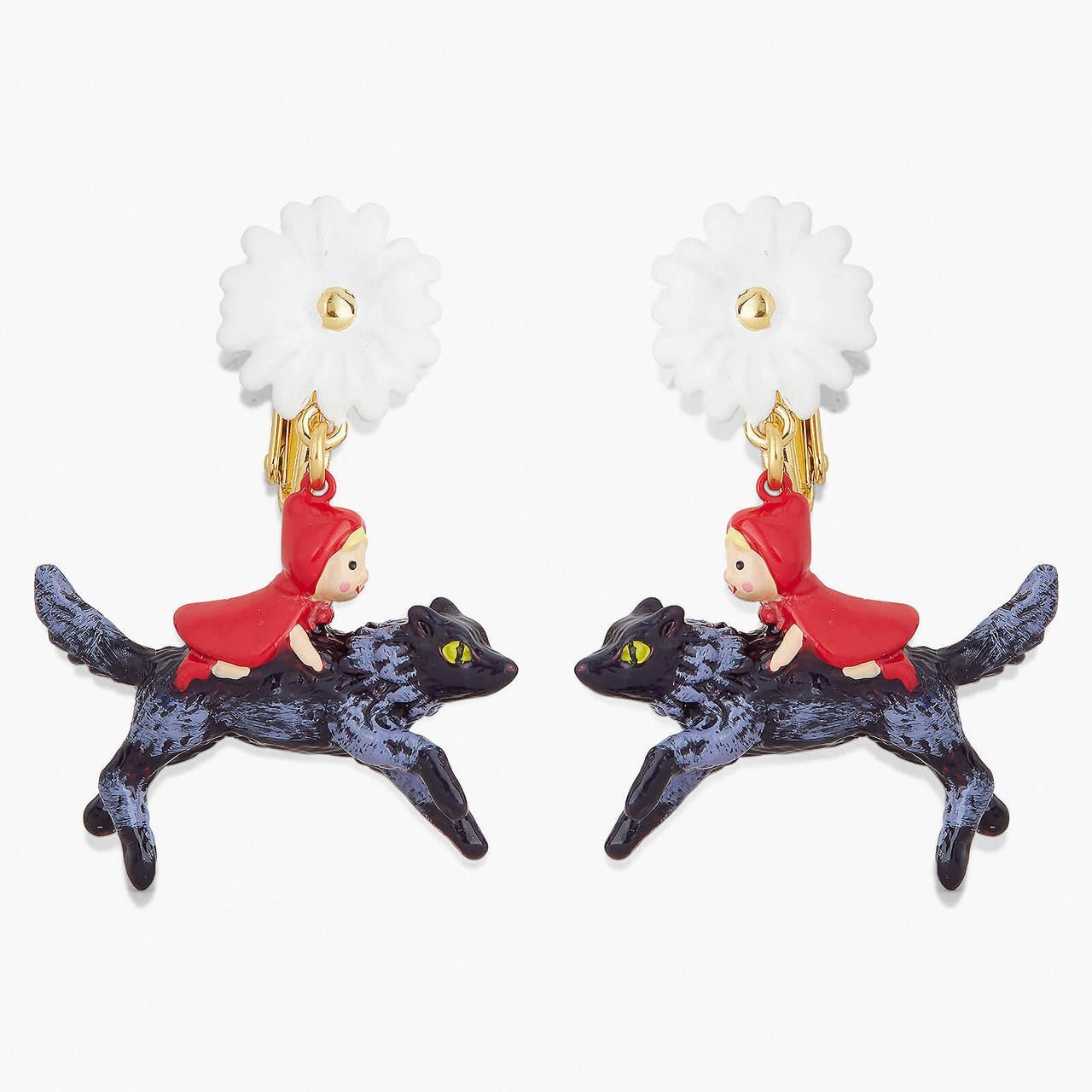 Daisy, Little Red Riding Hood And The Big Bad Wolf Earrings | APBB1031 - Les Nereides