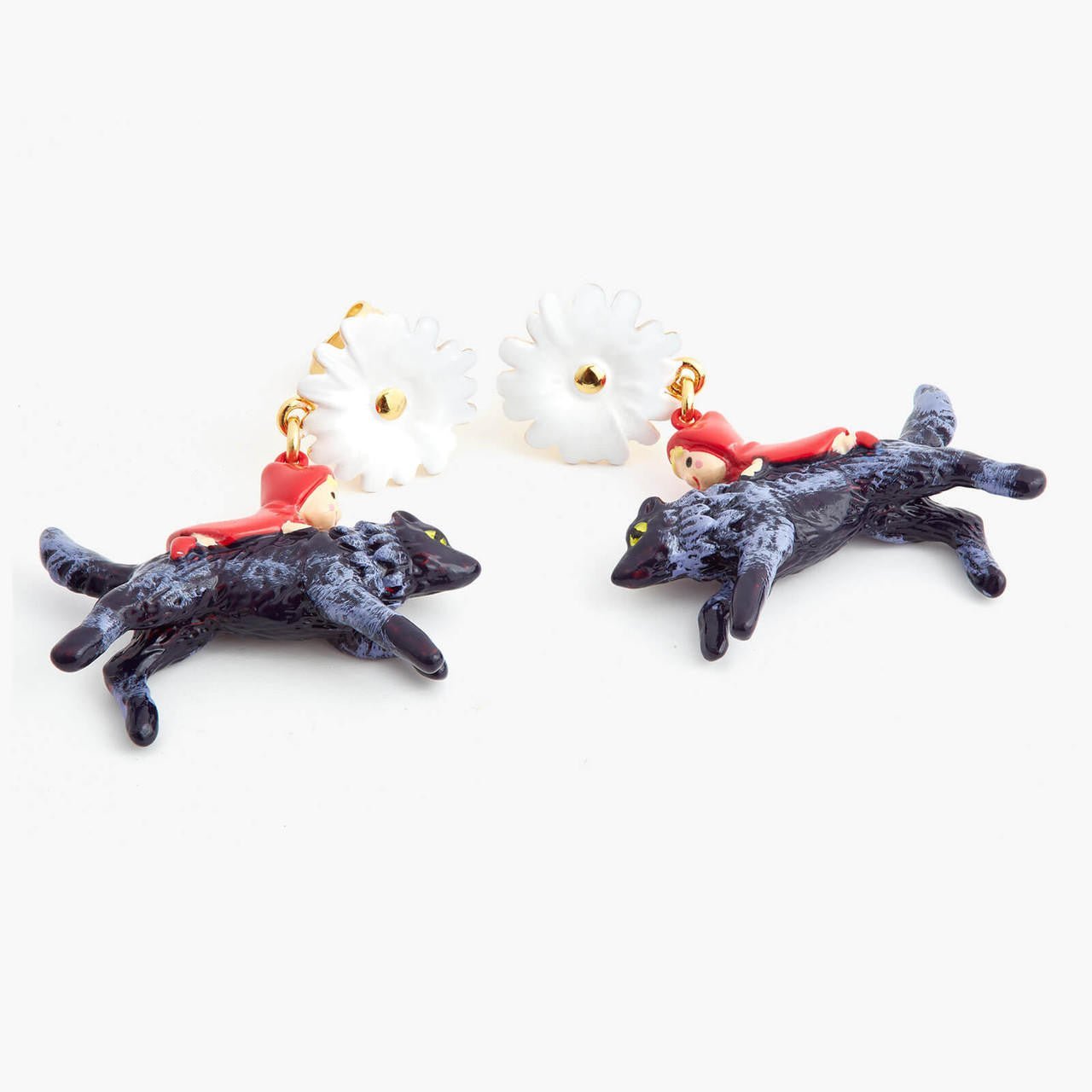 Daisy, Little Red Riding Hood And The Big Bad Wolf Earrings | APBB1031 - Les Nereides