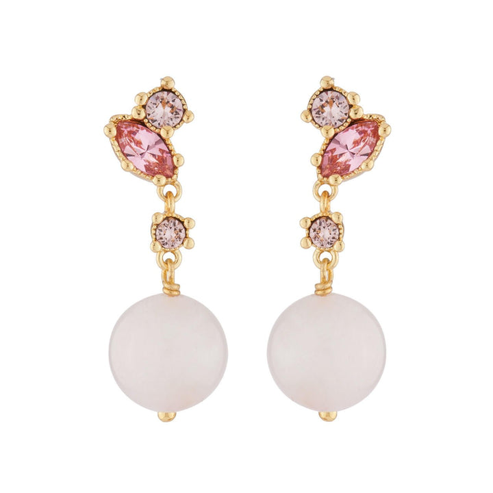 Dangling On With Quartz Pearl And Pink Rhinestone Earrings | AJPF104 - Les Nereides