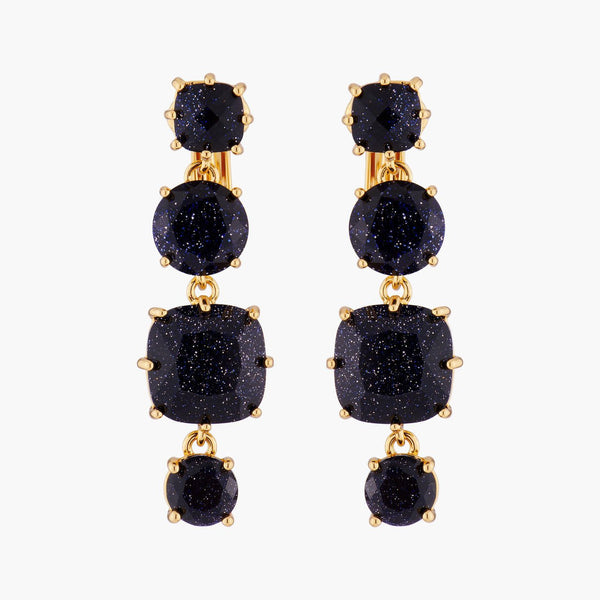 Deep Sparkling Blue 4 Stones La Diamantine Earrings | AMLD120C/1 - Les Nereides