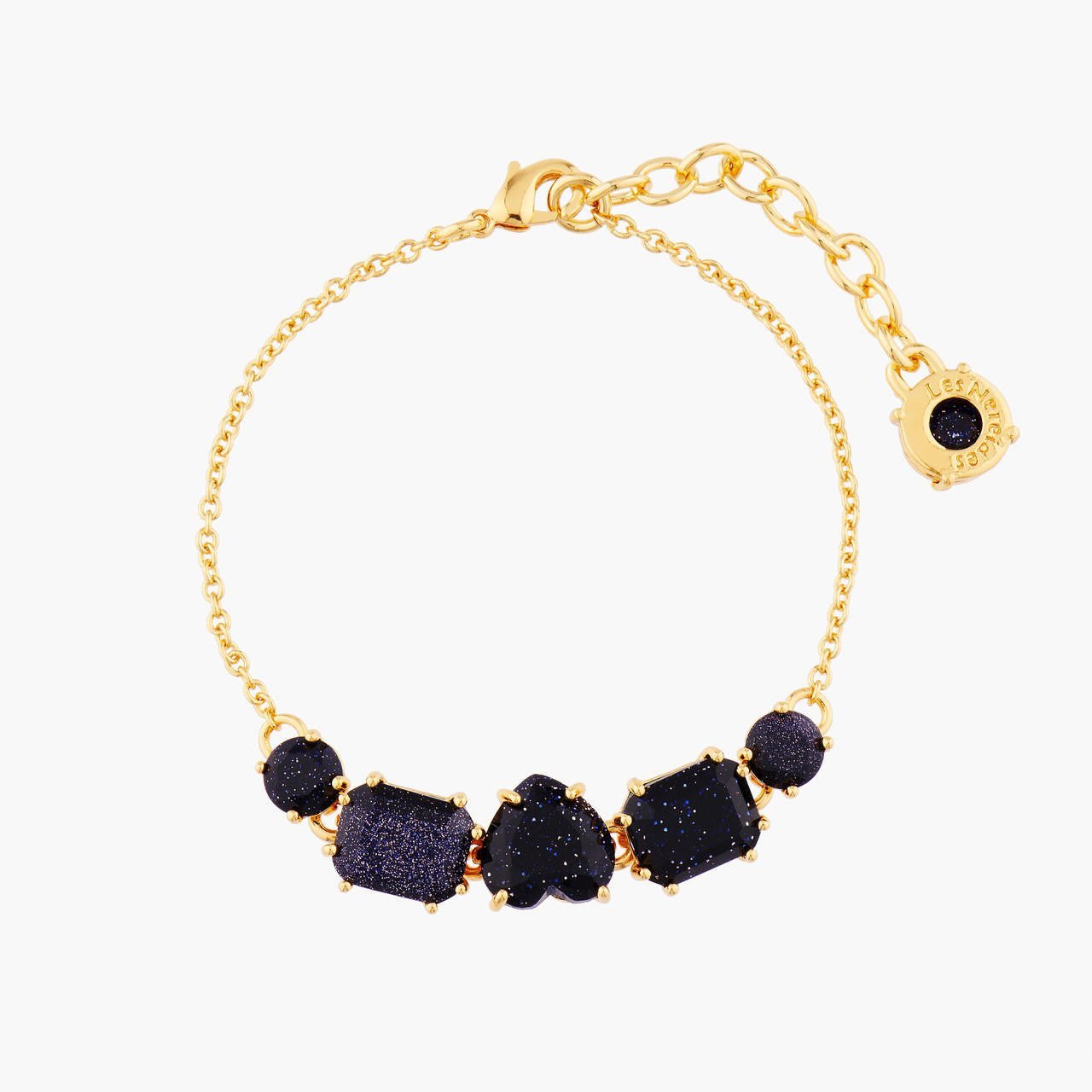 Deep Sparkling Blue 5 Stones La Diamantine Thin Bracelet | AMLD2141 - Les Nereides