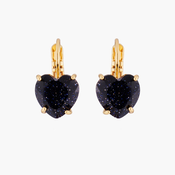 Deep Sparkling Blue Hearthstone La Diamantine Dormeuses Earrings | AMLD1451 - Les Nereides