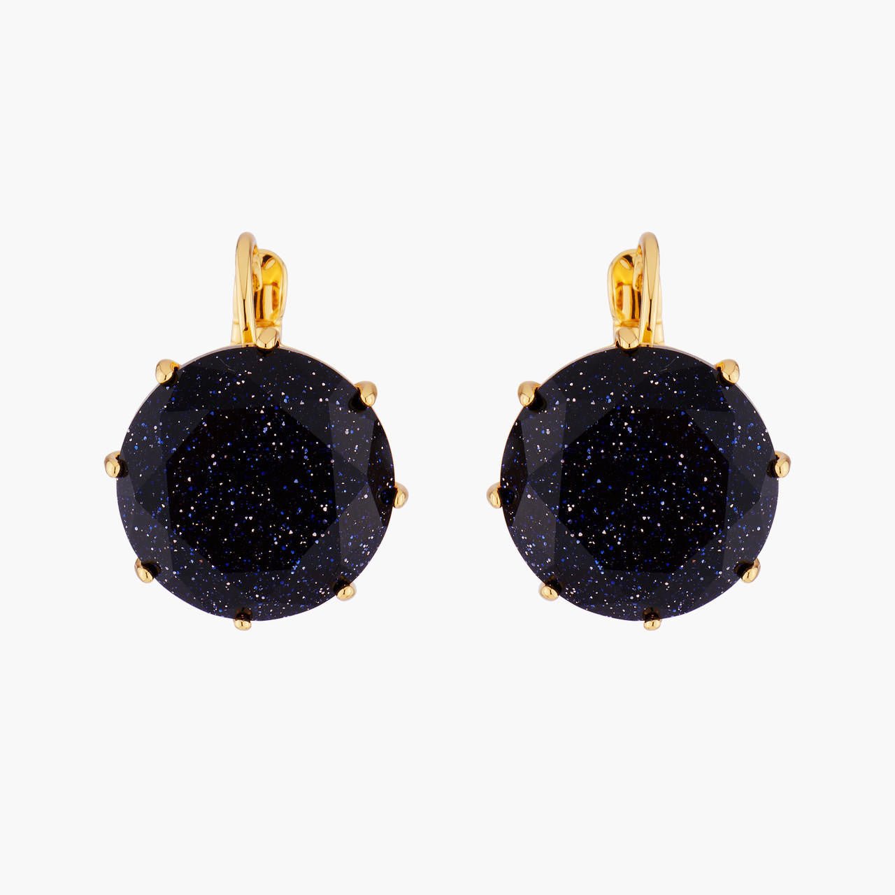 Deep Sparkling Blue Round Stone La Diamantine Earrings | AMLD140C/1 - Les Nereides