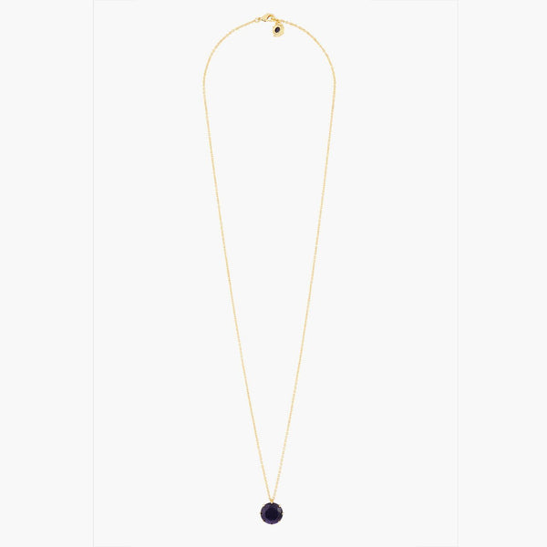 Deep Sparkling Blue Round Stone La Diamantine Long Necklace | AMLD3331 - Les Nereides