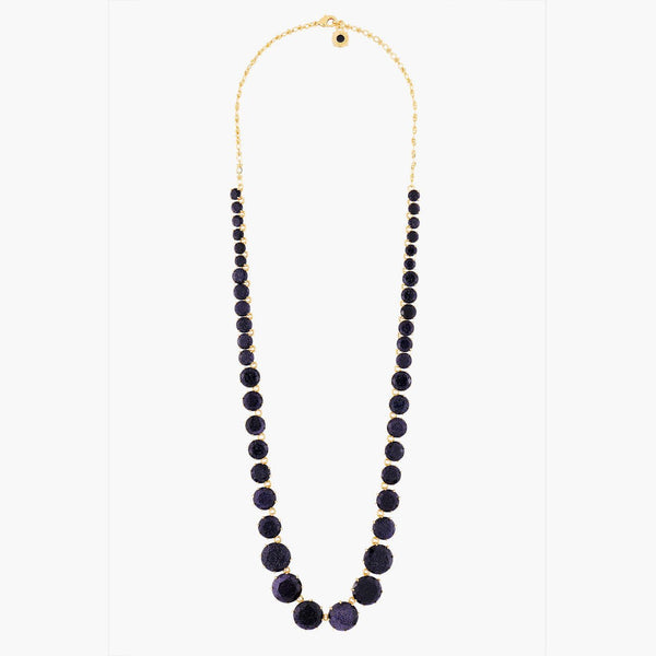 Deep Sparkling Blue Round Stones And Chain La Diamantine Long Necklace | AMLD3511 - Les Nereides
