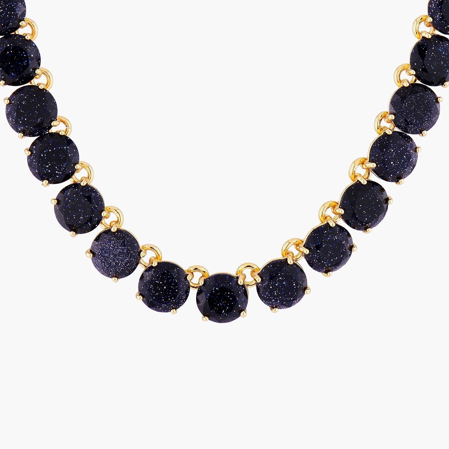 Deep Sparkling Blue Round Stones La Diamantine Choker Necklace | AMLD3321 - Les Nereides