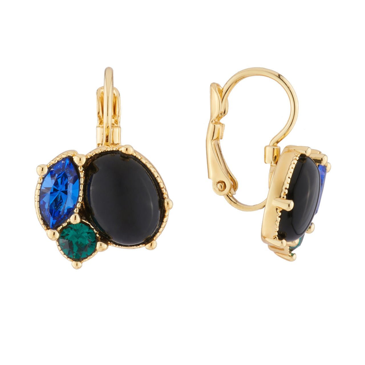 Dormeuses With Quartz And Blue Green Rhinestones Earrings | AJPF103 - Les Nereides