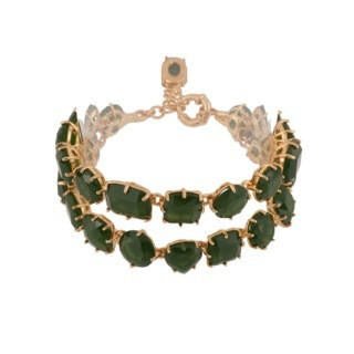 Double Row La Diamantine Forest Green Bracelet | AELD2161 - Les Nereides