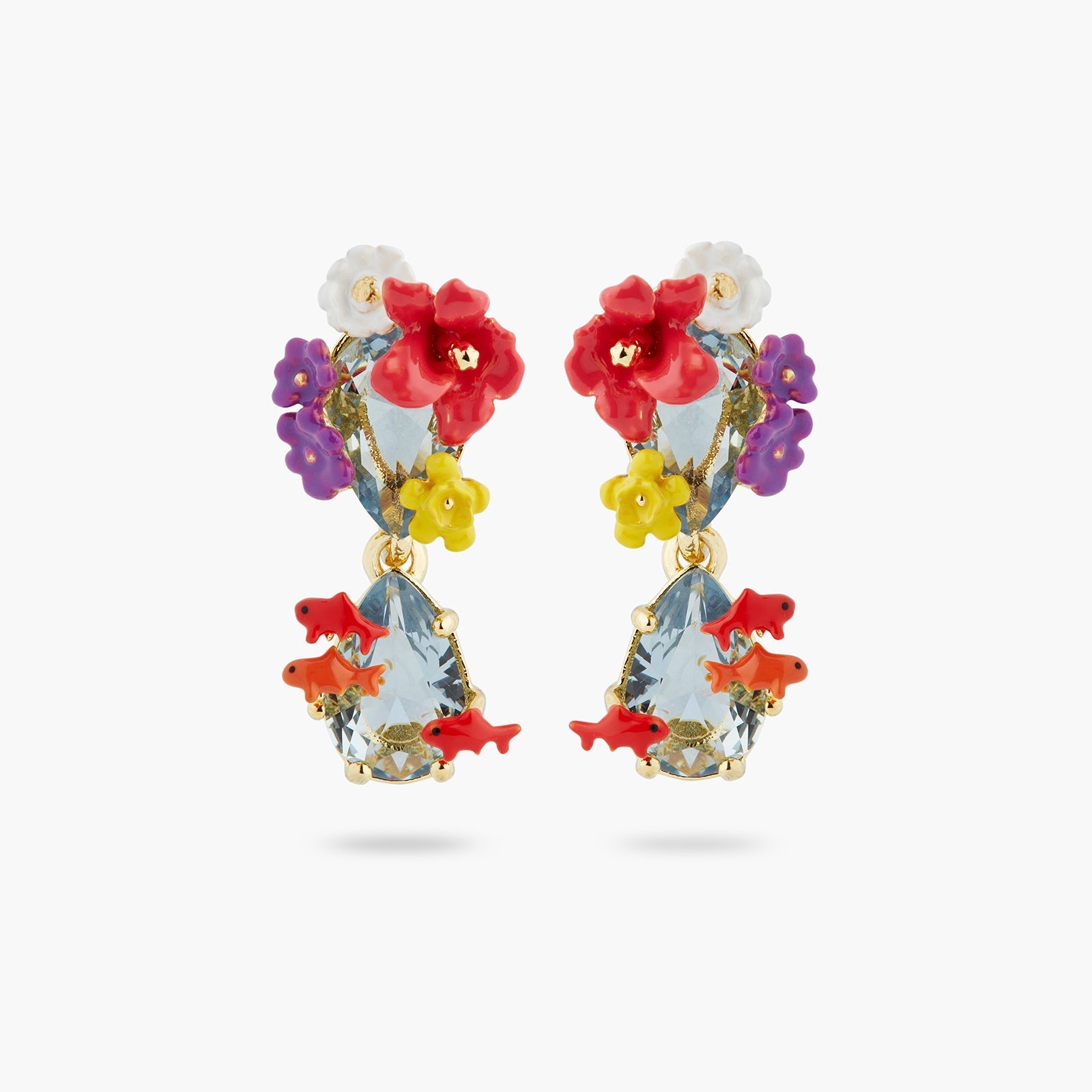 Double stone, flowers and koi fish earrings | ASOS1071 - Les Nereides