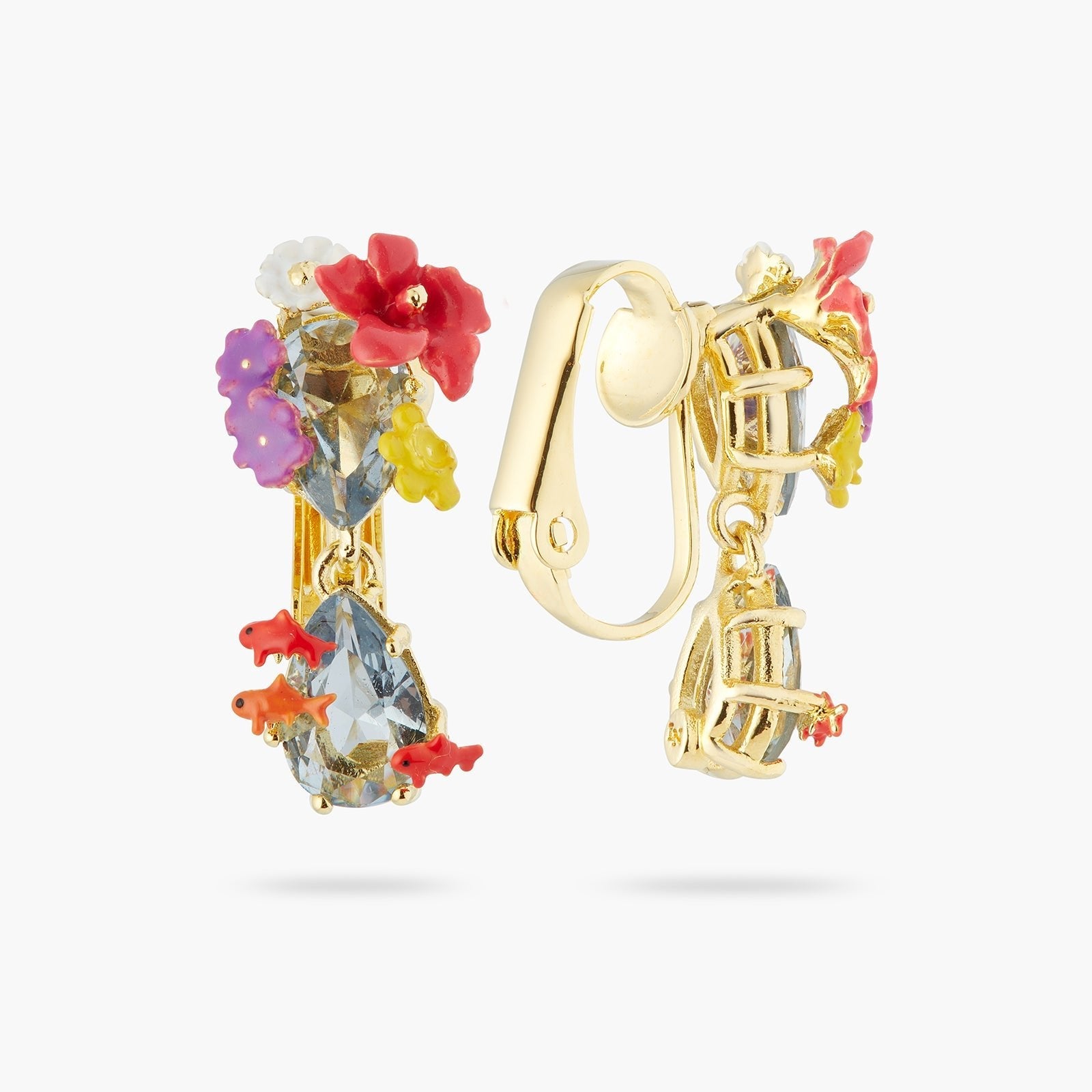 Double stone, flowers and koi fish earrings | ASOS1071 - Les Nereides