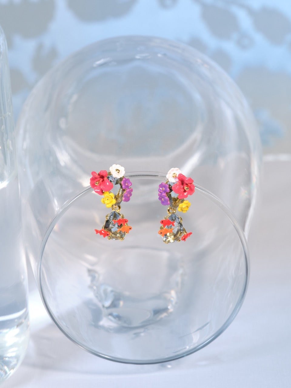 Double stone, flowers and koi fish earrings | ASOS1071 - Les Nereides