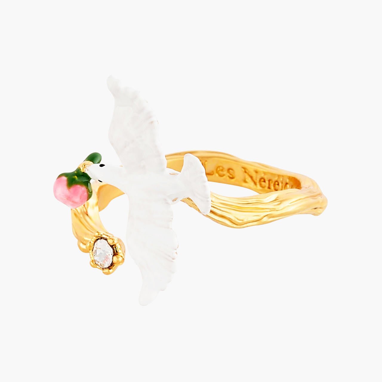 Dove And Peony Adjustable Ring | ANLA6031 - Les Nereides
