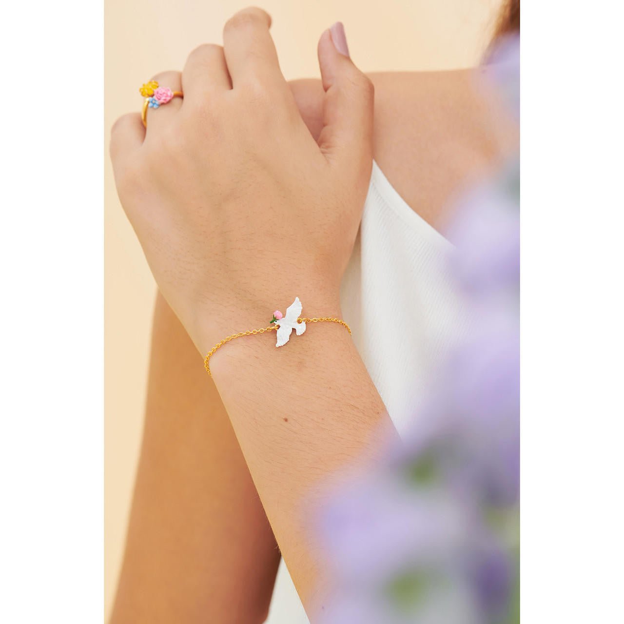 Dove And Peony Thin Bracelet | ANLA2021 - Les Nereides