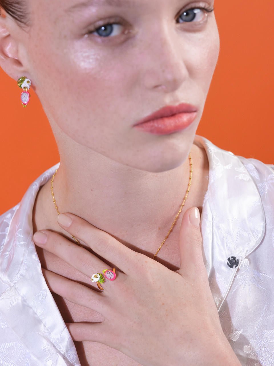 Dragon Fruit And Pitaya Flower You And Me Adjustable Ring | ARPA6031 - Les Nereides