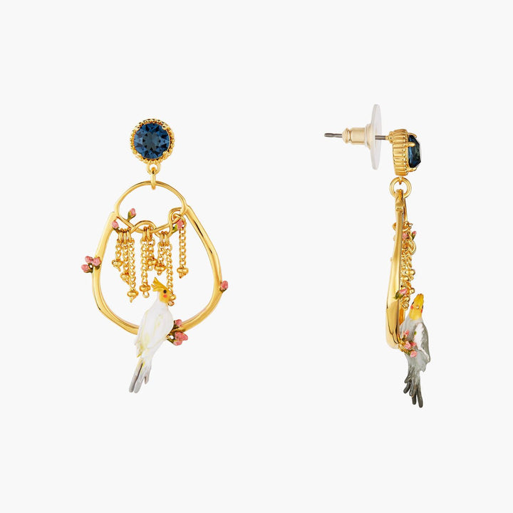 Duo Of Cockatiels And Rosebuds Post Earrings | AOLA1021 - Les Nereides