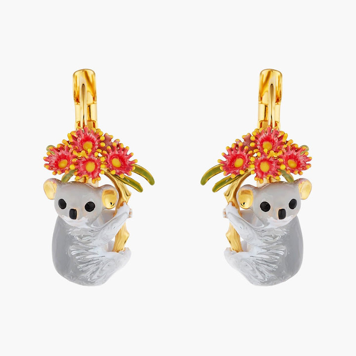 Duo Of Koalas And Pink Eucalyptus Earrings | AOLA1051 - Les Nereides