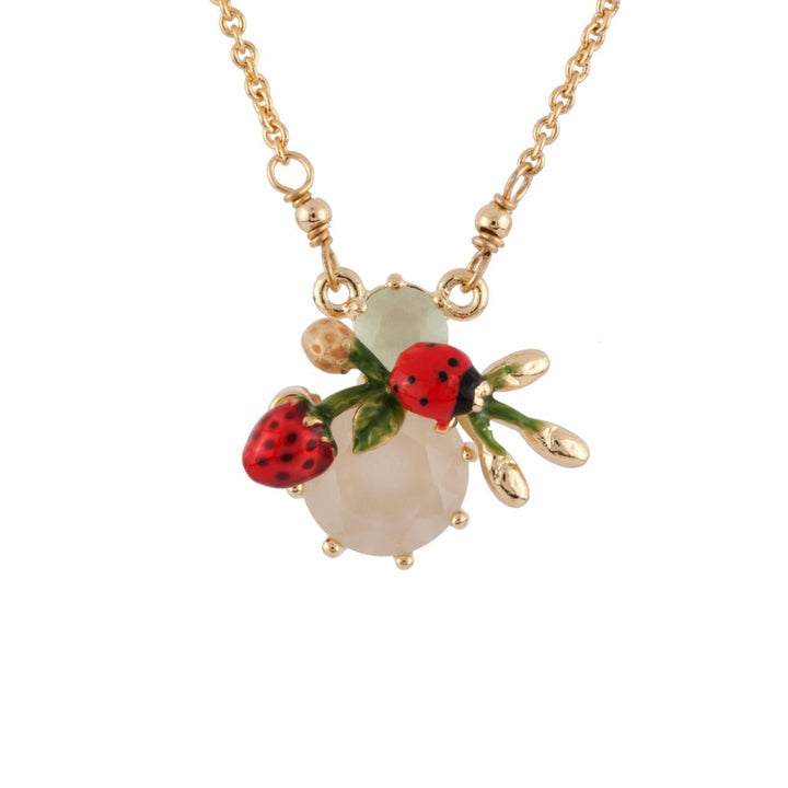 Eclatante Discrétion 2 Crystal Stones With Ladybird & Strawberries Necklace | AFED3021 - Les Nereides
