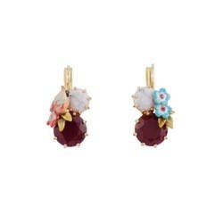 Eclatante Discrétion Bird, Red & Marbled Stones, Flowers Earrings | ACED1081 - Les Nereides