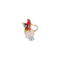 Eclatante Discrétion Cardinal Bird W/Pink Stone Rings | ACED6011 - Les Nereides