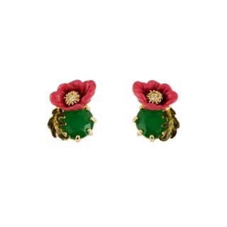 Eclatante Discrétion Fern Leaf Peony, Dark Green Crystal Stone Earrings | AEED110T/1 - Les Nereides