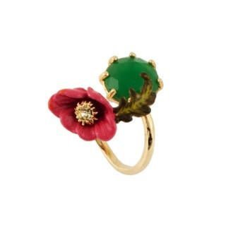 Eclatante Discrétion Fern Leaf Peony, Dark Green Crystal Stone Rings | AEED6061 - Les Nereides