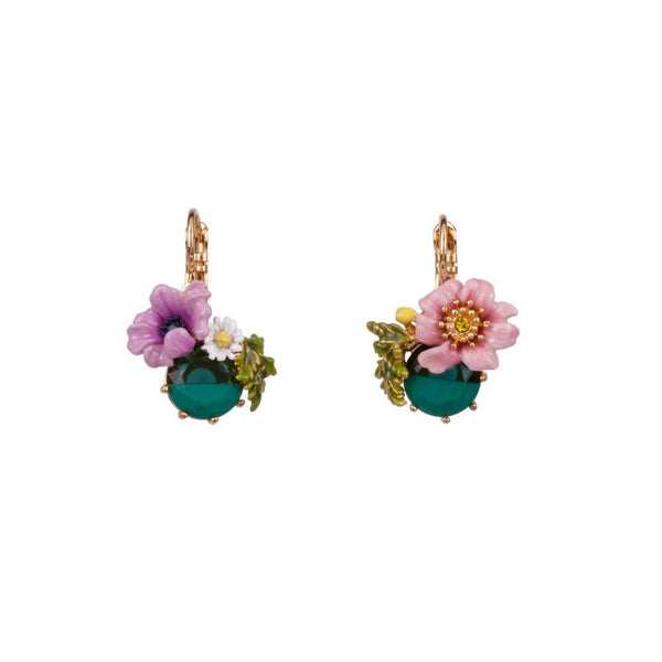 Eclatante Discrétion Flowers, 2 Coloured Crystal Stone Earrings | ADED101D/1 - Les Nereides