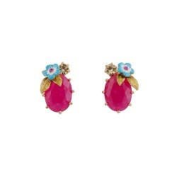 Eclatante Discrétion Fuchsia Stone And Flowers Earrings | ACED1051 - Les Nereides