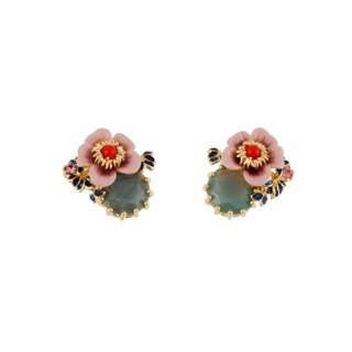 Eclatante Discrétion Japanese Anemone With Blue Crystal Stone Earrings | AEED113T/1 - Les Nereides