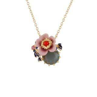 Eclatante Discrétion Japanese Anemone With Blue Crystal Stone Necklace | AEED3081 - Les Nereides