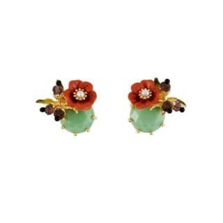 Eclatante Discrétion Japanese Quince With Green Stone Earrings | AEED102T/1 - Les Nereides