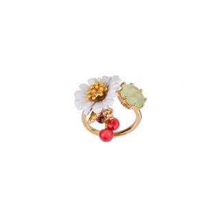 Eclatante Discrétion Large Daisy, Green Crystal Stone Rings | ADED6061 - Les Nereides