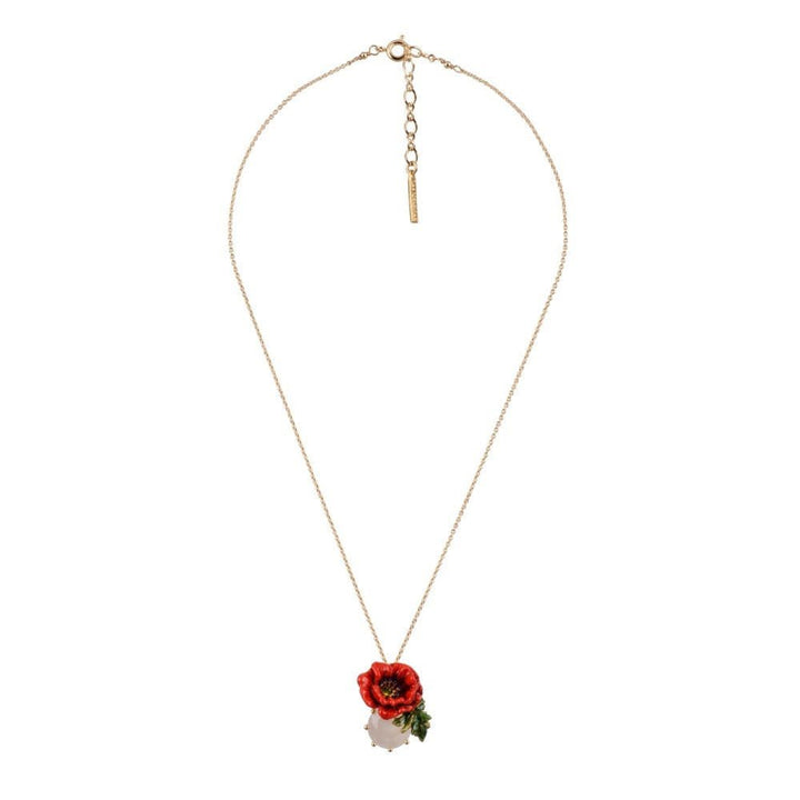 Eclatante Discrétion Large Poppy, White Crystal Stone Necklace | ADED3031 - Les Nereides